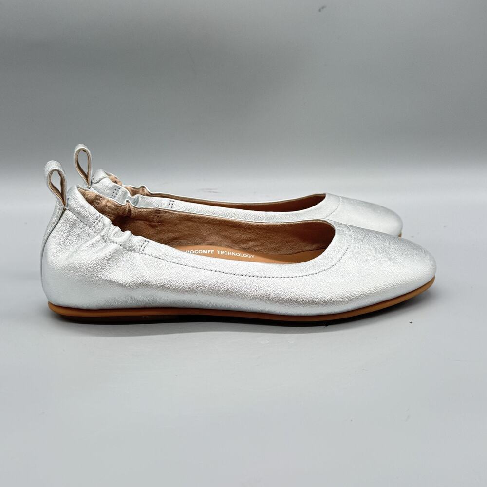 FitFlop Shoes Womens 6.5 Silver Leather Ballet Flats Slip On Comfort Casual